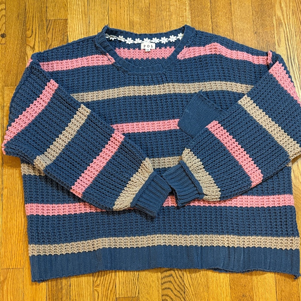 POL Blue and Pink Striped Sweater🩵